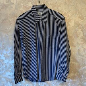 Brioni Blue and White Striped Men's Shirt